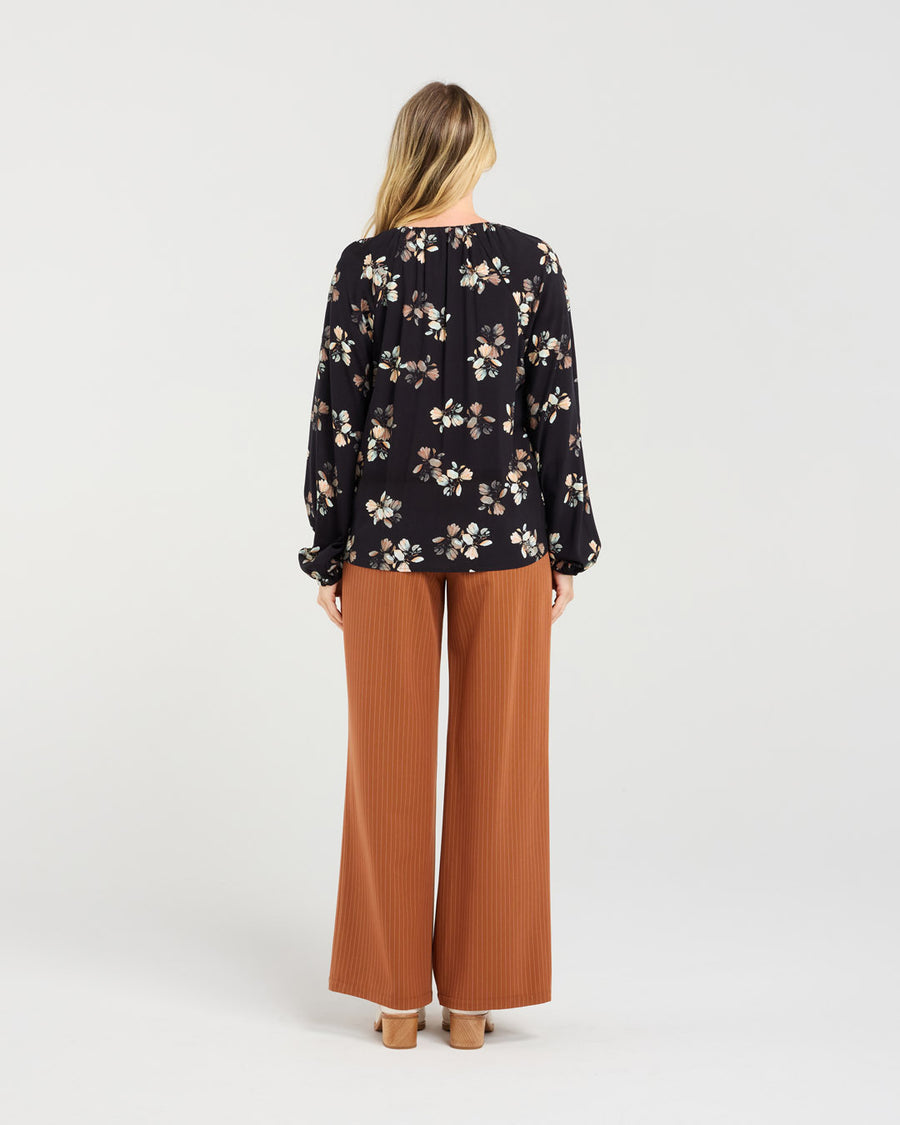 Ava Gathered V Top | Midnight Garden | Blackstone