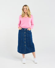Maddy Scallop Trim Knit | Pink | Blackstone