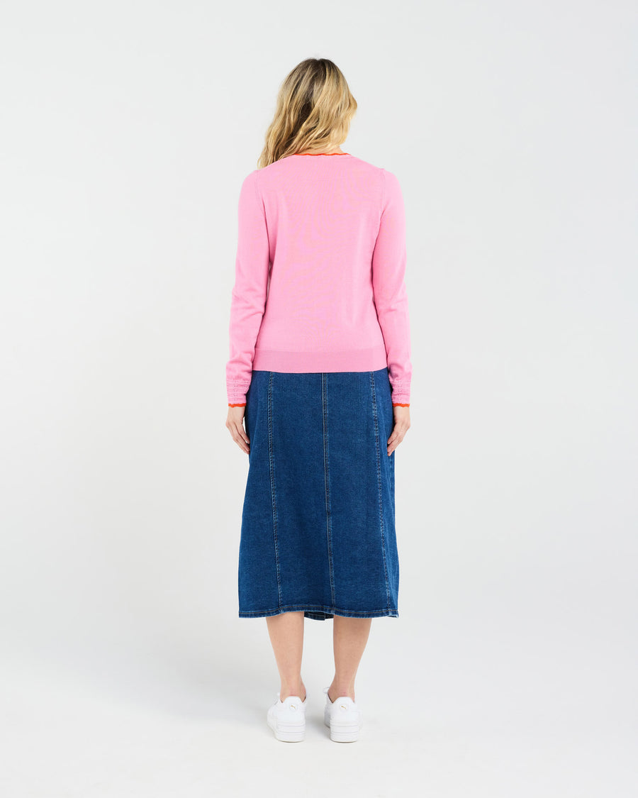 Maddy Scallop Trim Knit | Pink | Blackstone