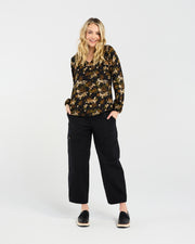 Olivia Mandarin Collar Top | Black Orchid | Blackstone