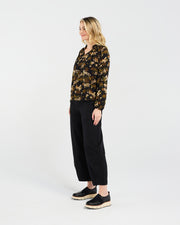 Olivia Mandarin Collar Top | Black Orchid | Blackstone
