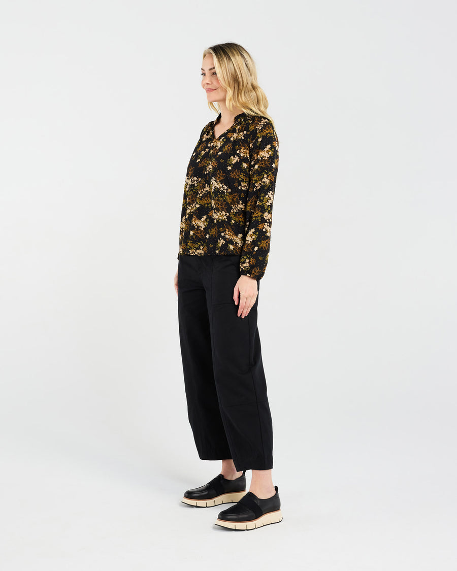 Olivia Mandarin Collar Top | Black Orchid | Blackstone