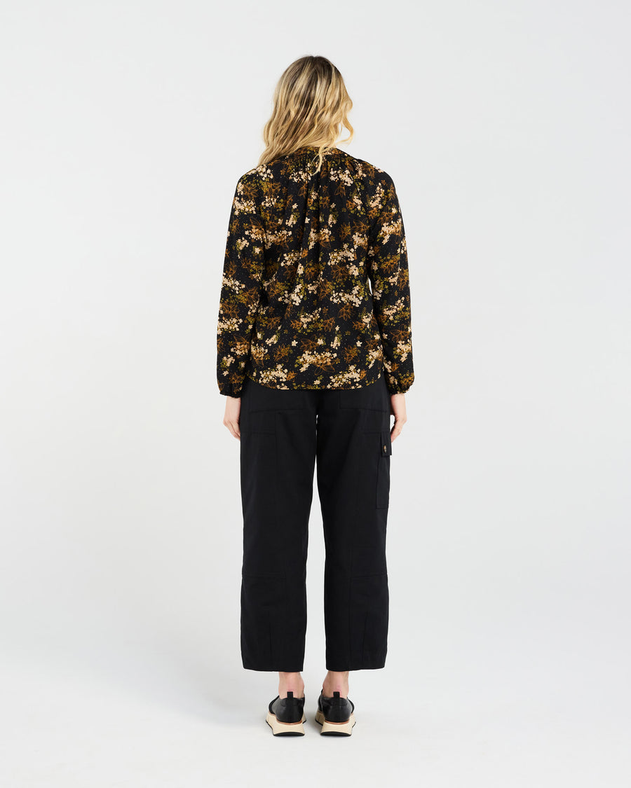 Olivia Mandarin Collar Top | Black Orchid | Blackstone