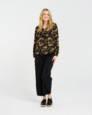 Olivia Mandarin Collar Top | Black Orchid | Blackstone