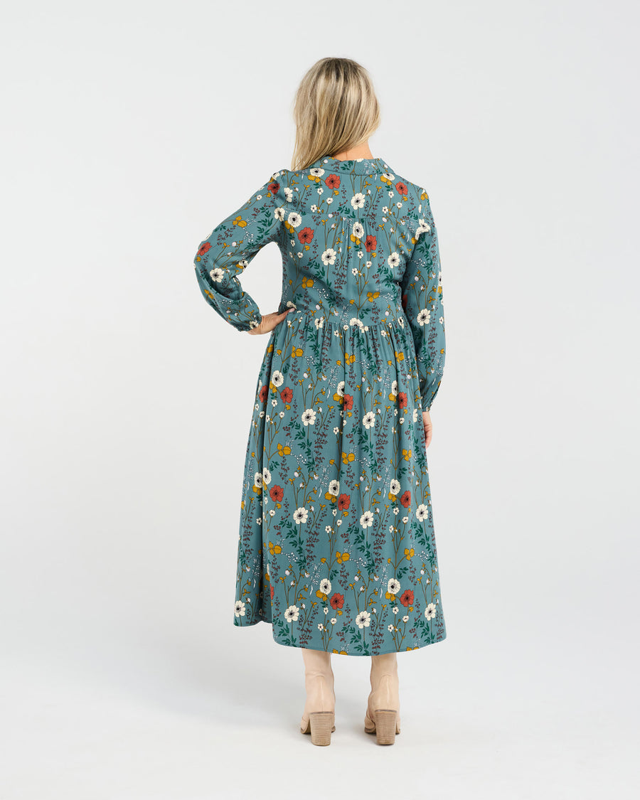 Geneva Button Placket Dress | Blue Wildflower | Blackstone