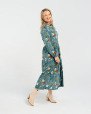 Geneva Button Placket Dress | Blue Wildflower | Blackstone
