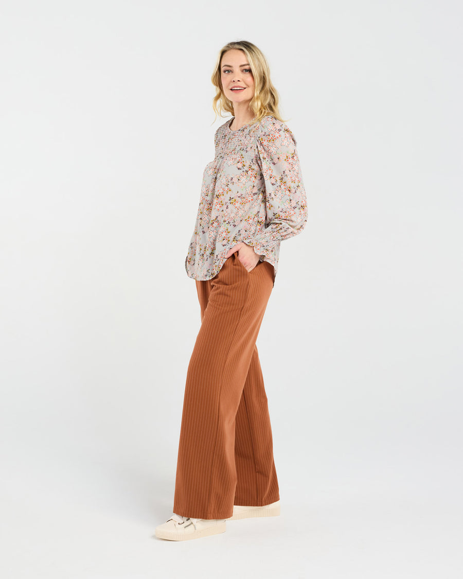 Ali Shirred Top | Dove Multi | Blackstone