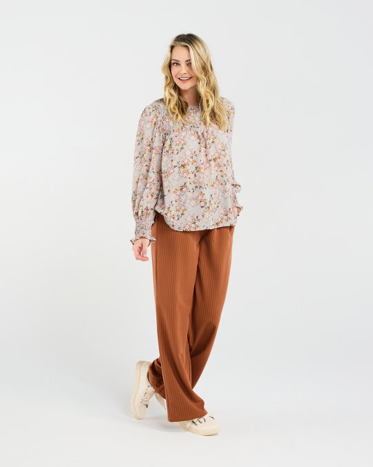 Ali Shirred Top | Dove Multi | Blackstone