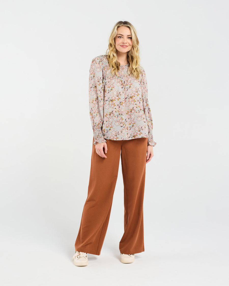 Ali Shirred Top | Dove Multi | Blackstone