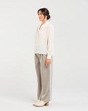 Amelia Lace Trim Shirt | Ivory | Blackstone