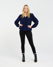 Amelia Lace Trim Shirt | Navy | Blackstone