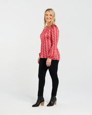 Anya Pleat Top | Pink Art Deco | Blackstone