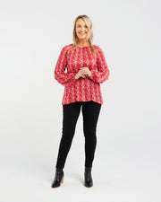 Anya Pleat Top | Pink Art Deco | Blackstone