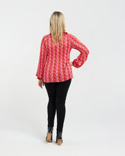 Anya Pleat Top | Pink Art Deco | Blackstone