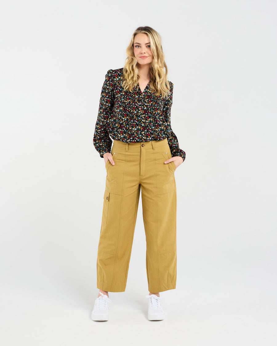 Lexi Stitch Panel Pant | Mustard Gold | Blackstone