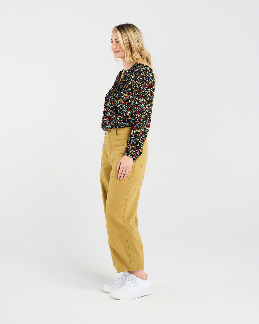 Lexi Stitch Panel Pant | Mustard Gold | Blackstone