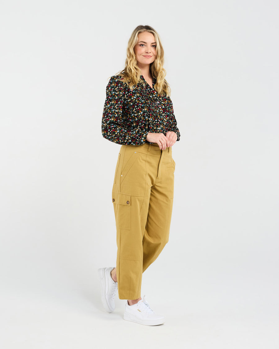 Lexi Stitch Panel Pant | Mustard Gold | Blackstone