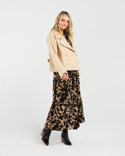 Sabine Crop Pea Coat | Camel Herringbone | Blackstone