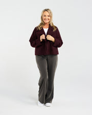Sabine Crop Pea Coat | Cherry Herringbone | Blackstone