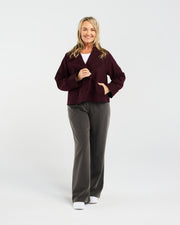 Sabine Crop Pea Coat | Cherry Herringbone | Blackstone