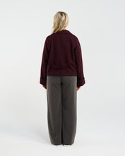 Sabine Crop Pea Coat | Cherry Herringbone | Blackstone