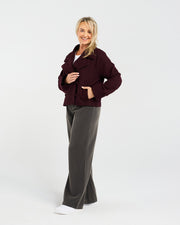 Sabine Crop Pea Coat | Cherry Herringbone | Blackstone