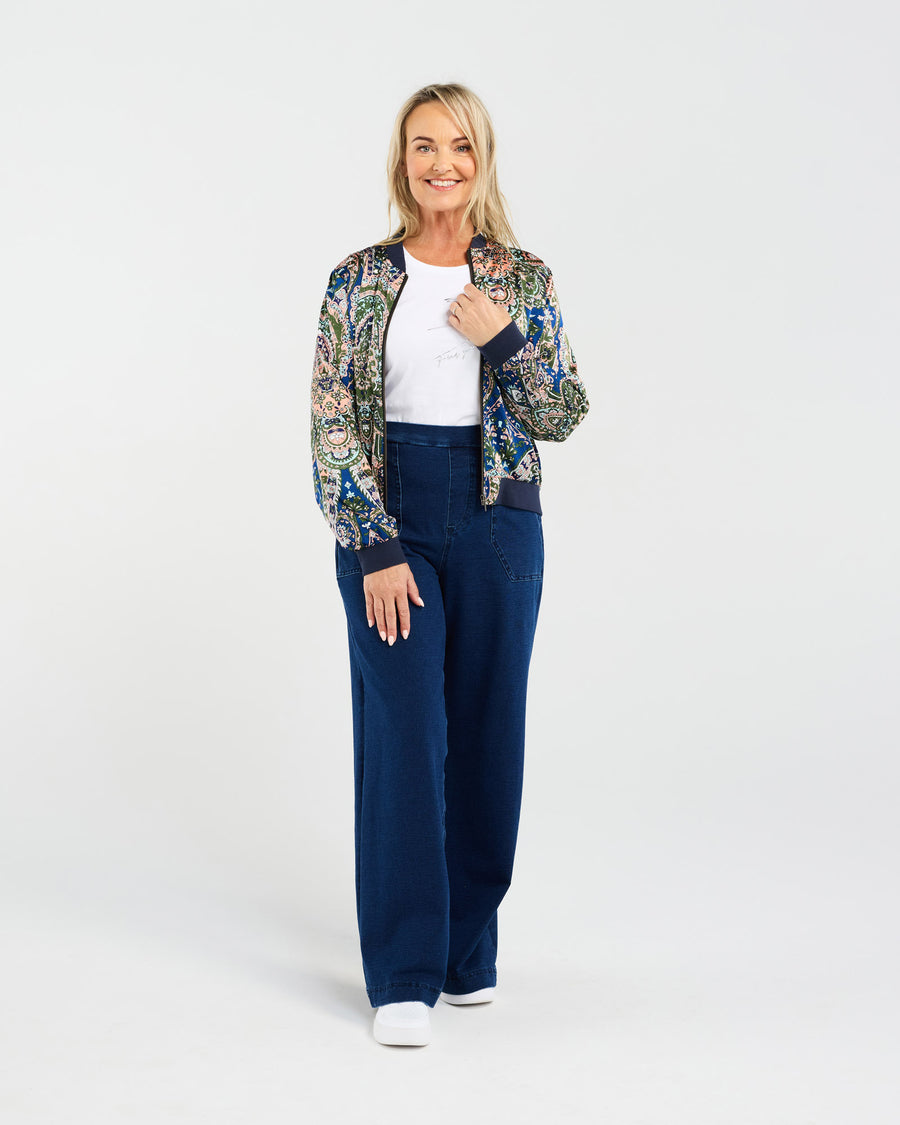 Yvette Satin Bomber | Olive Morocco | Blackstone