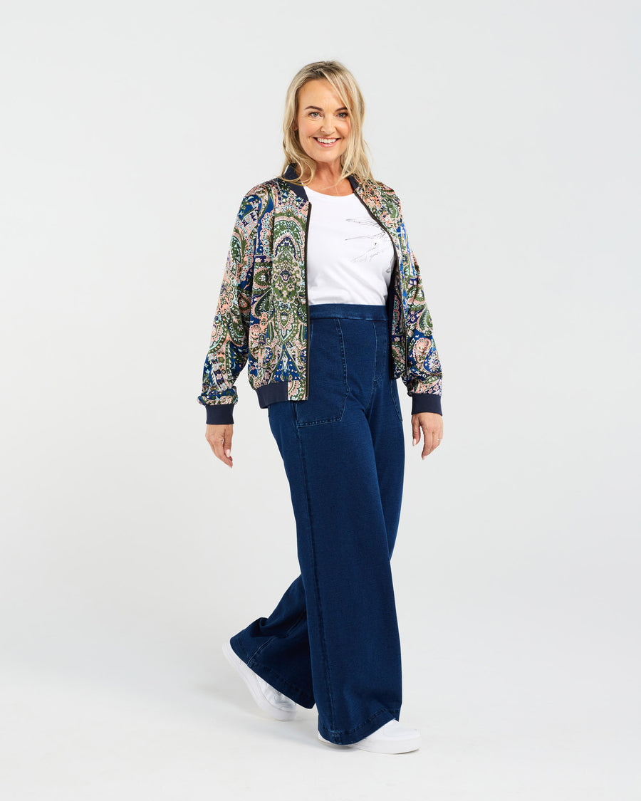 Yvette Satin Bomber | Olive Morocco | Blackstone