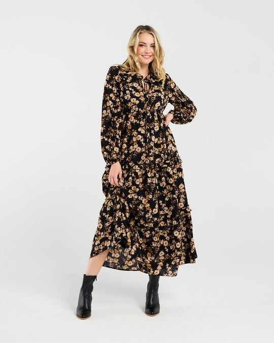 Sophie Ruffle Dress | Vintage Rose Yellow | Blackstone