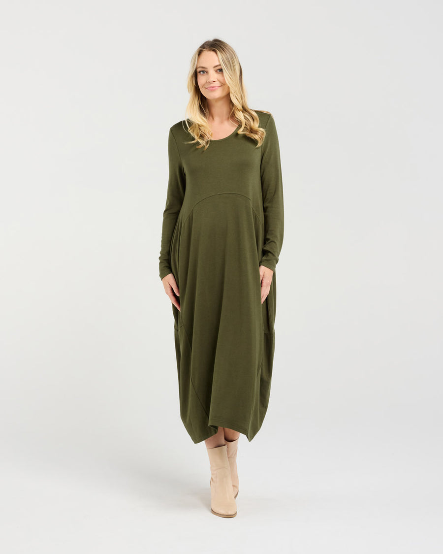 Tabitha Cashmere Blend Dress | Olive | Blackstone