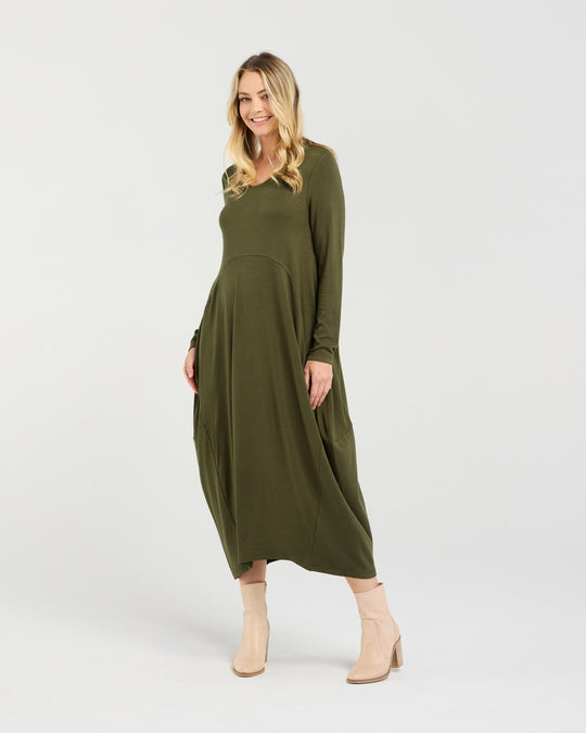 Tabitha Cashmere Blend Dress | Olive | Blackstone