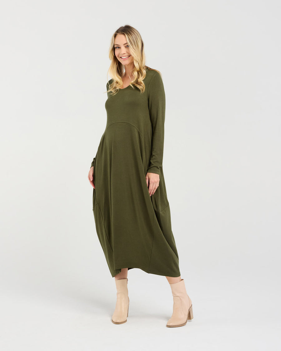 Tabitha Cashmere Blend Dress | Olive | Blackstone