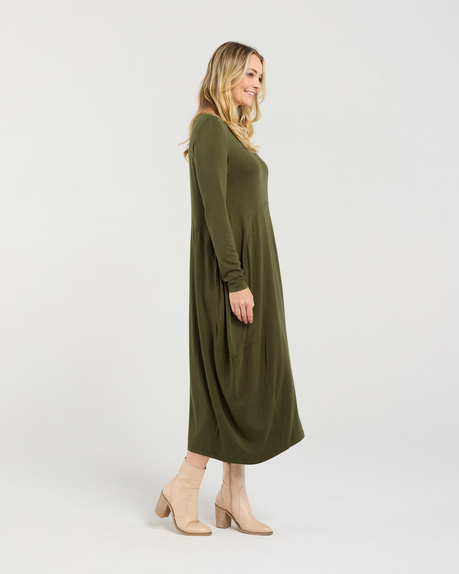 Tabitha Cashmere Blend Dress | Olive | Blackstone