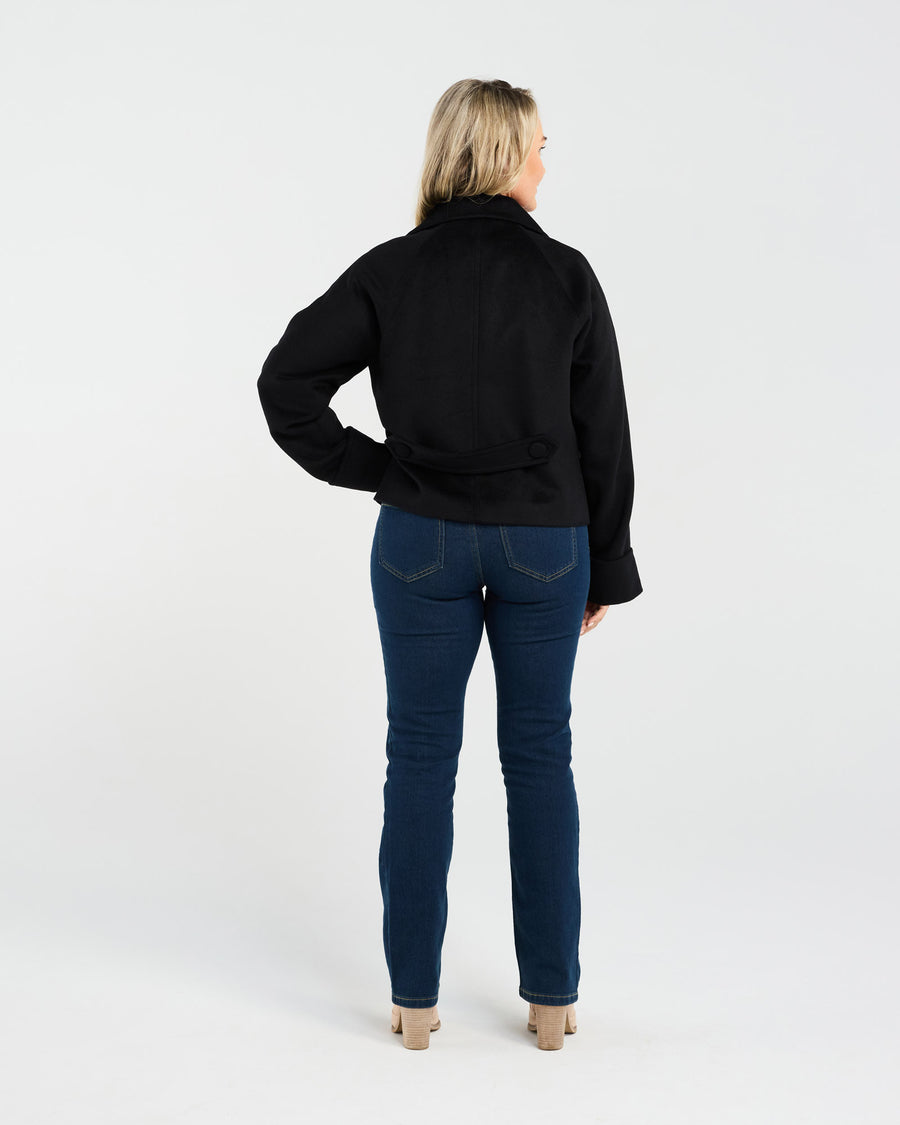 Kate Crop Pea Coat | Black | Blackstone