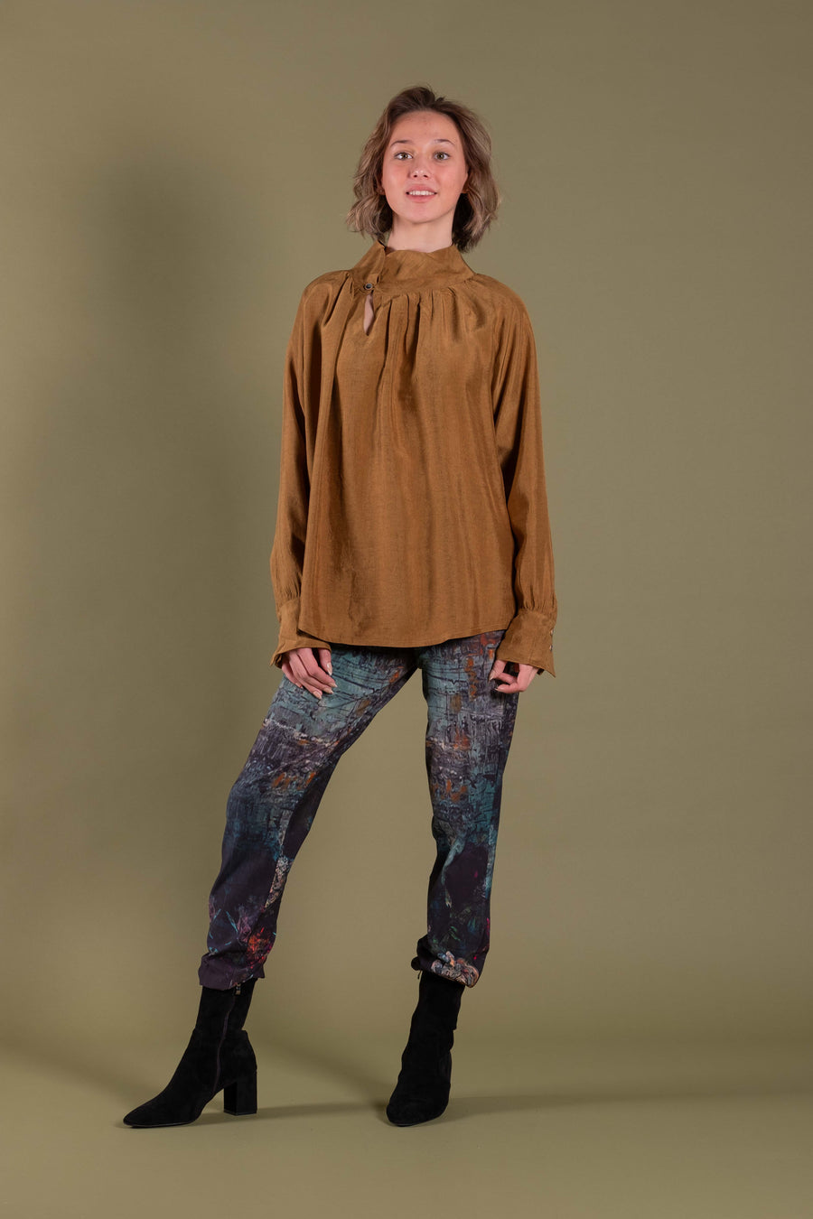 High Neck Blouse | Gold | Deeanne Hobbs
