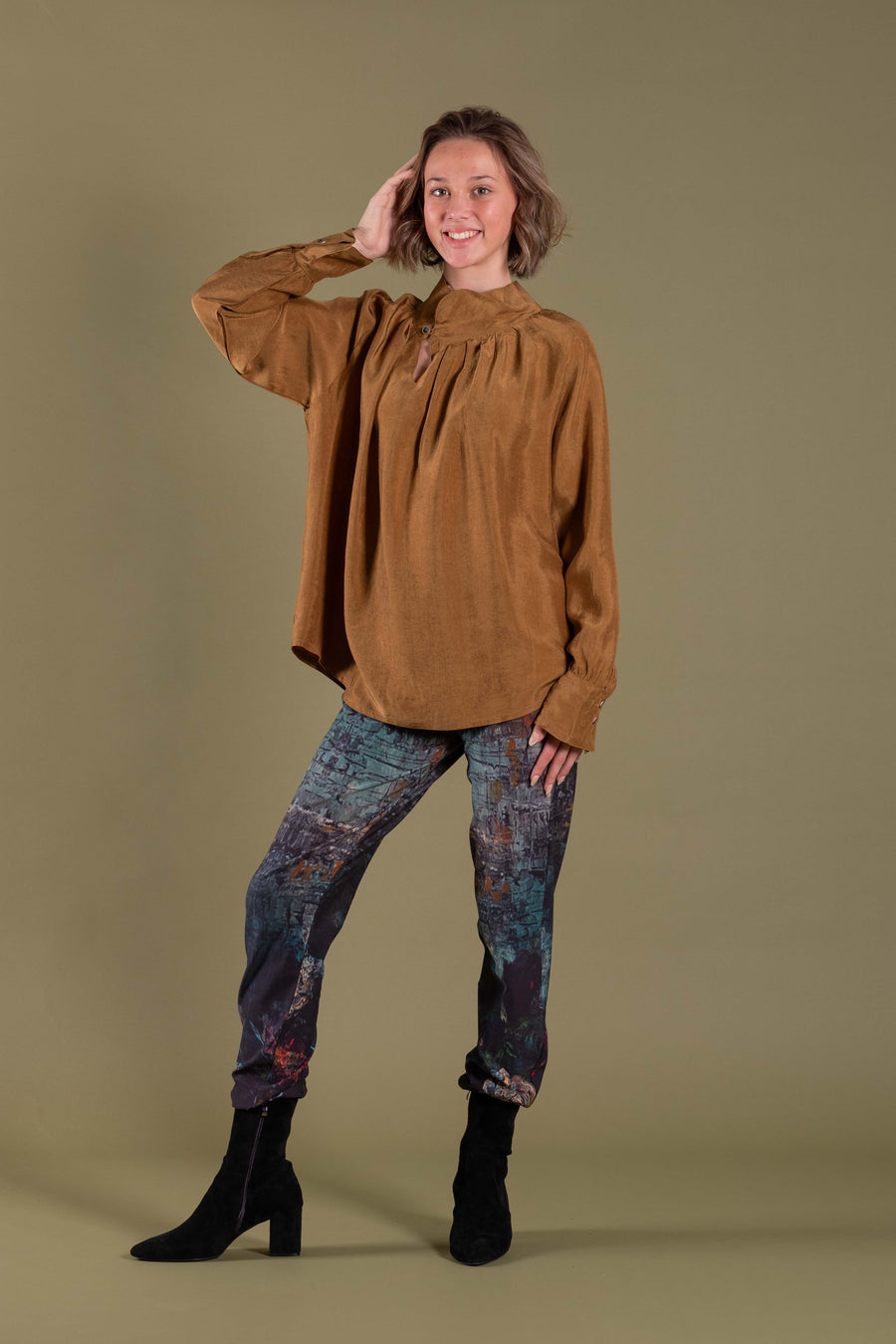 High Neck Blouse | Gold | Deeanne Hobbs