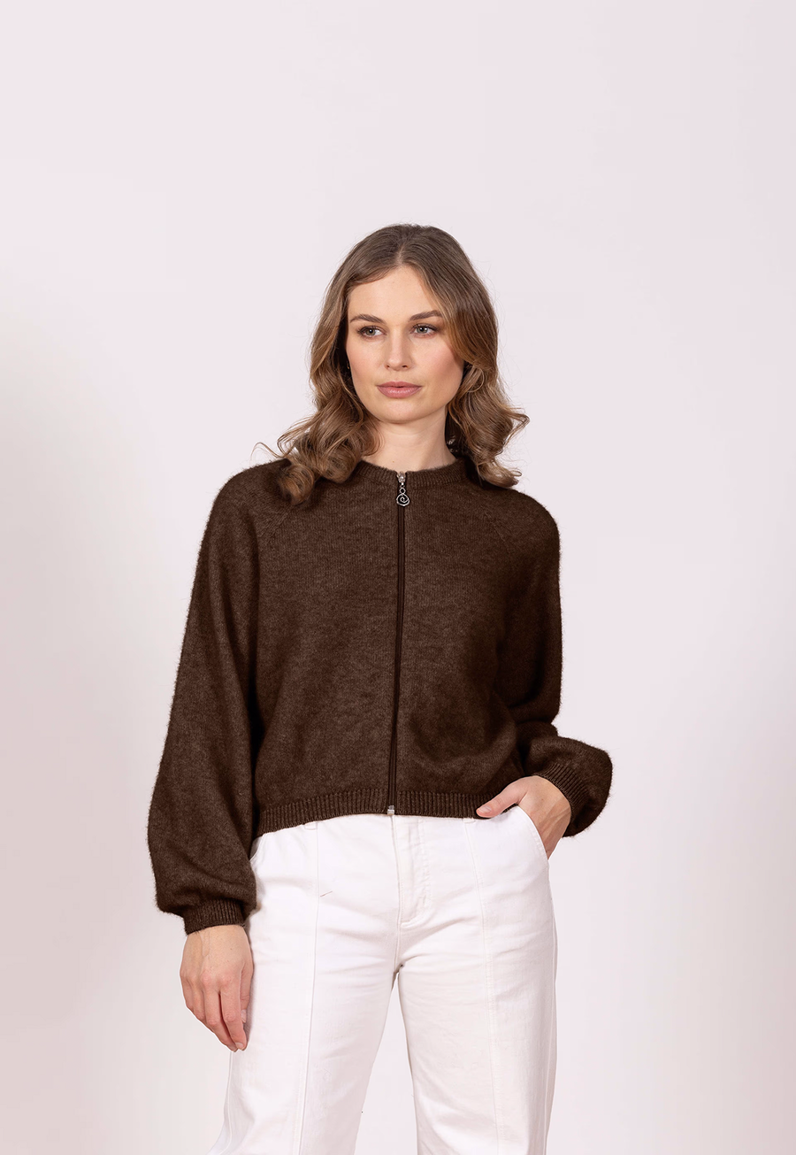 Bellow Sleeve Zip Cardi | Noble Wilde