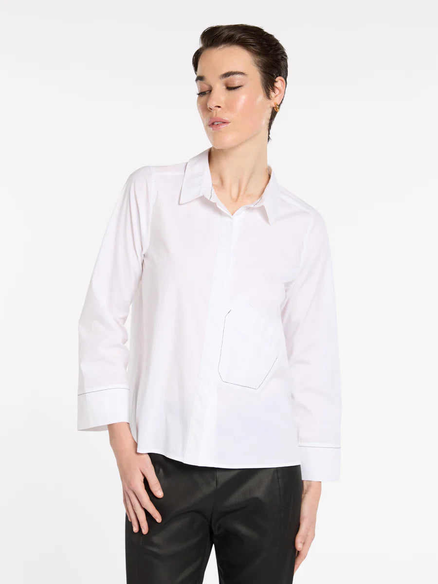 Topstitch Shirt | White | Marco Polo
