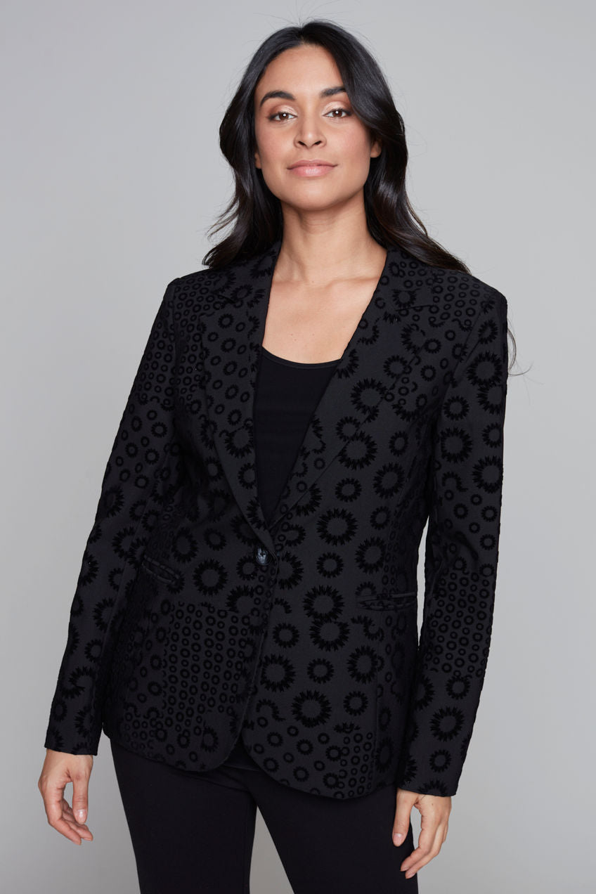 Embroidered Blazer | Black | Carre Noir