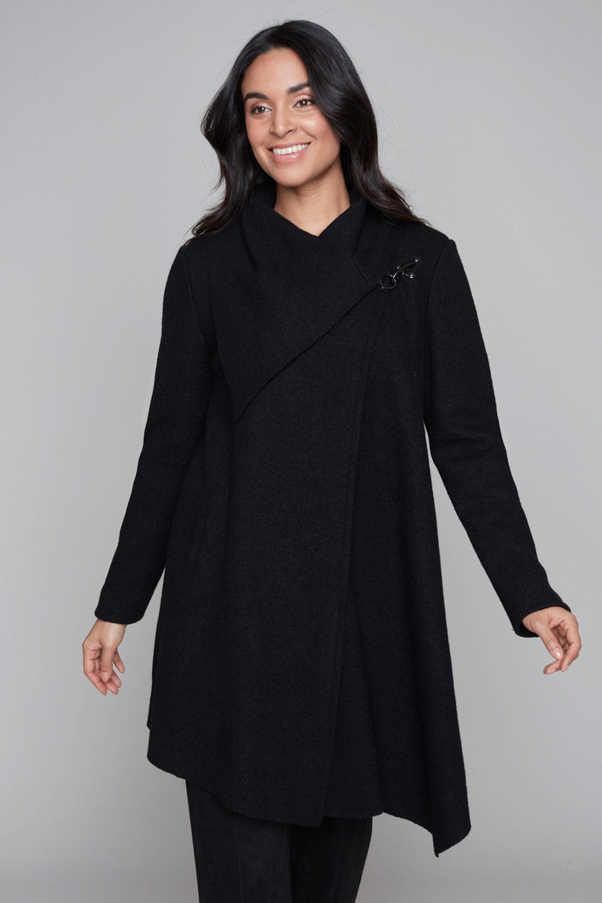 Boiled Wool Clip Coat | Black | Carre Noir